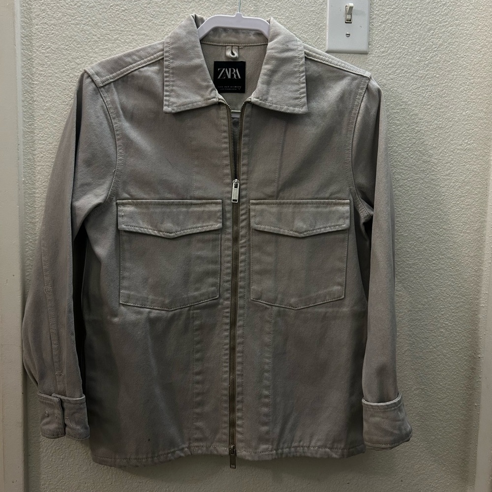 Zara Men's Light Gray Shirt Jacket